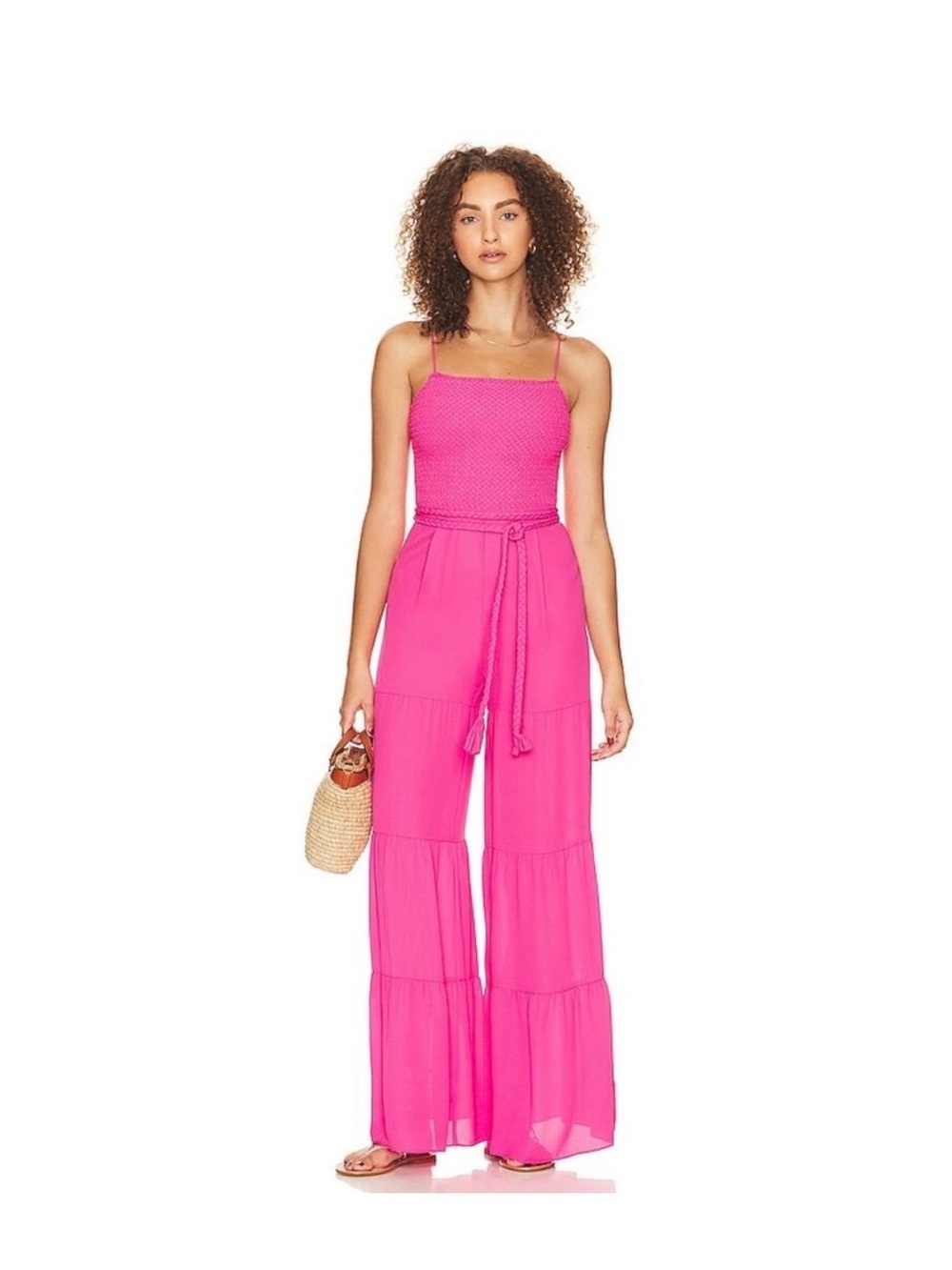 Alice + Olivia Vibrant Pink wide leg jumpsuit.